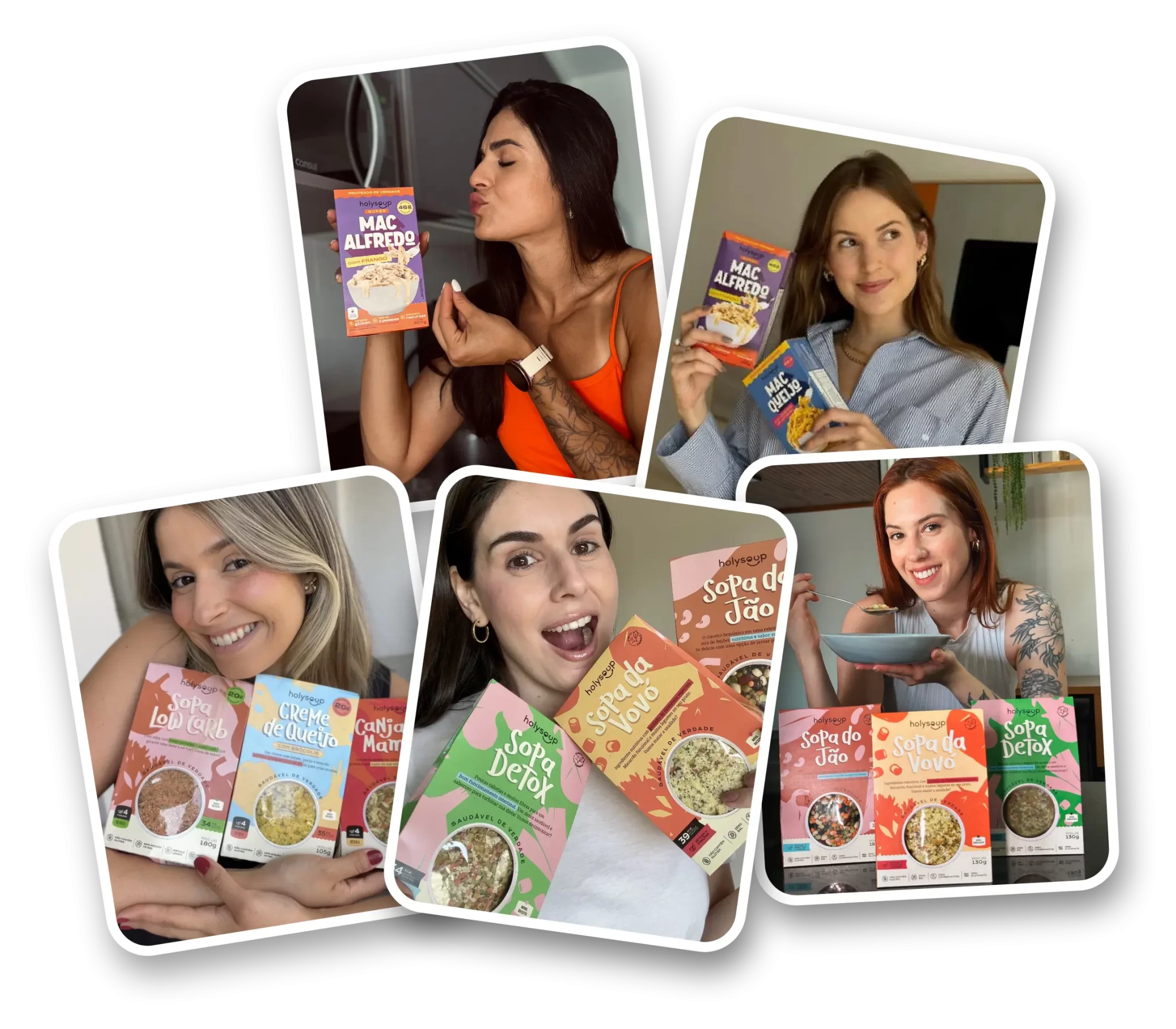 Criadoras HolySquad com produtos HolyFoods